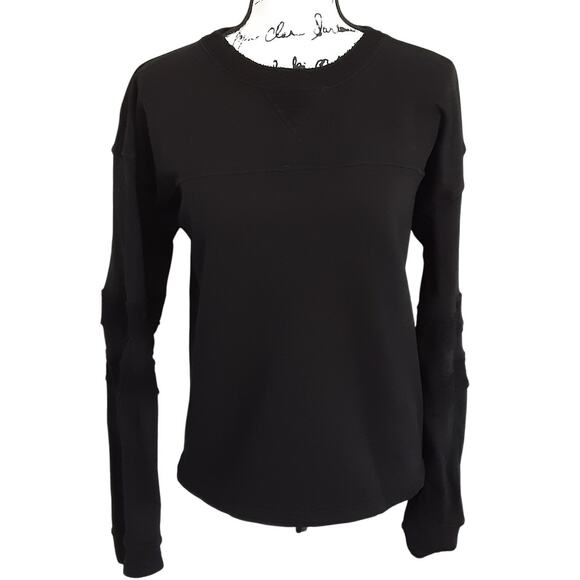 Year of Ours Varsity Ringer Sweatshirt Black Terry Womens M Made in the USA - Picture 2 of 13